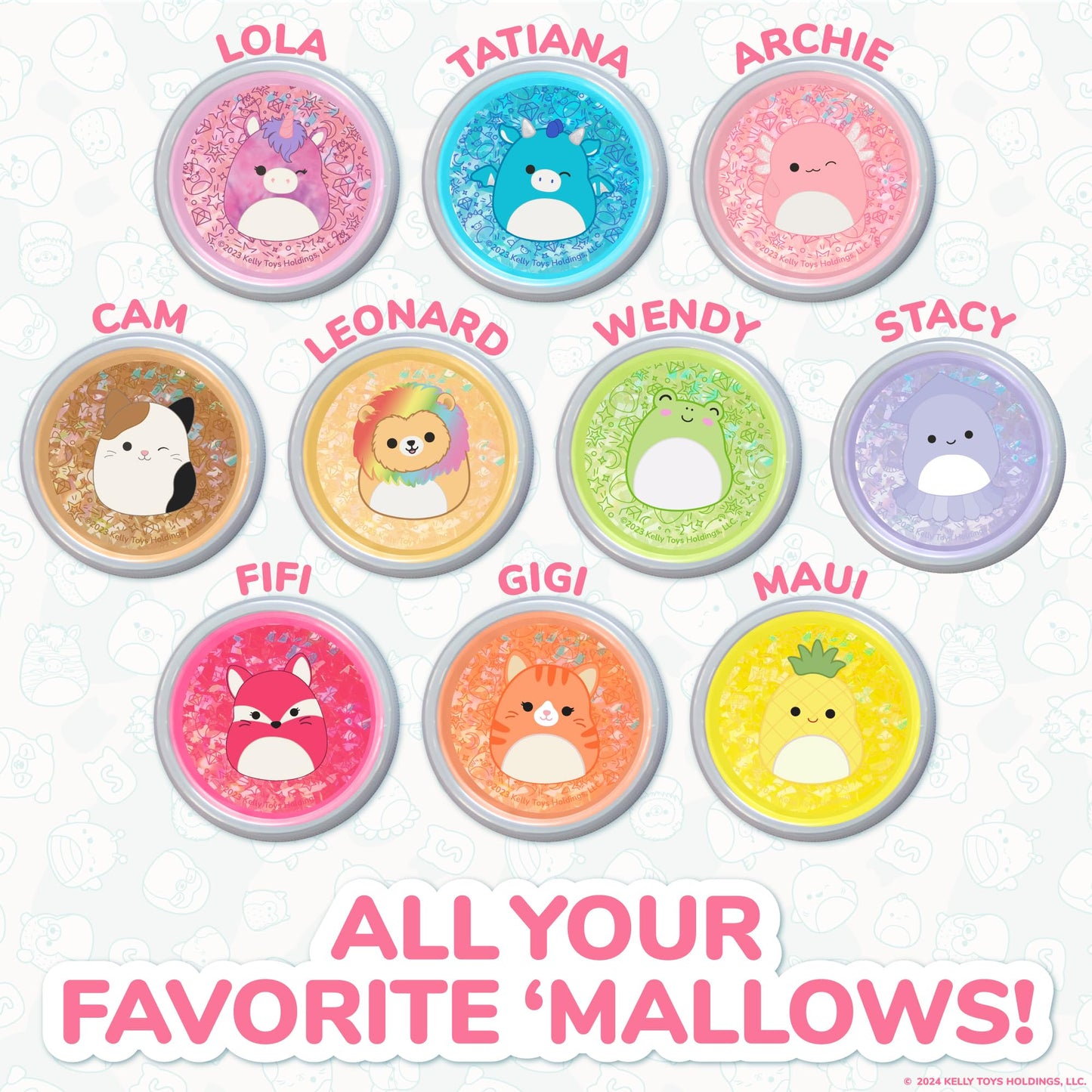 Squishmallows Ultimate Slime Mix'Ins, 10-Pack, Glitter & Cloud Slime, 8 Fun Add Ins, Pre-Made for Kids, Crunchy, Bulk, Great 6 Year Old Toys, Super Soft Sludge Toy
