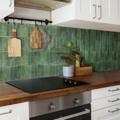 Smart Tiles SMART TILES Peel and Stick Backsplash - 5 Sheets of 11.43'' x 9'' - 3D Adhesive Peel and Stick Tile Backsplash for Kitchen, Bathroom, Wall Tile, Sefrou Green