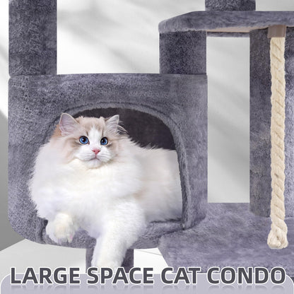 TINWEIUS 42.5'' Cat Tree for Indor Cats, Multifunctional Cat Tower with Cozy Condo, Perches, Scratching Posts and Hammock, Grey…