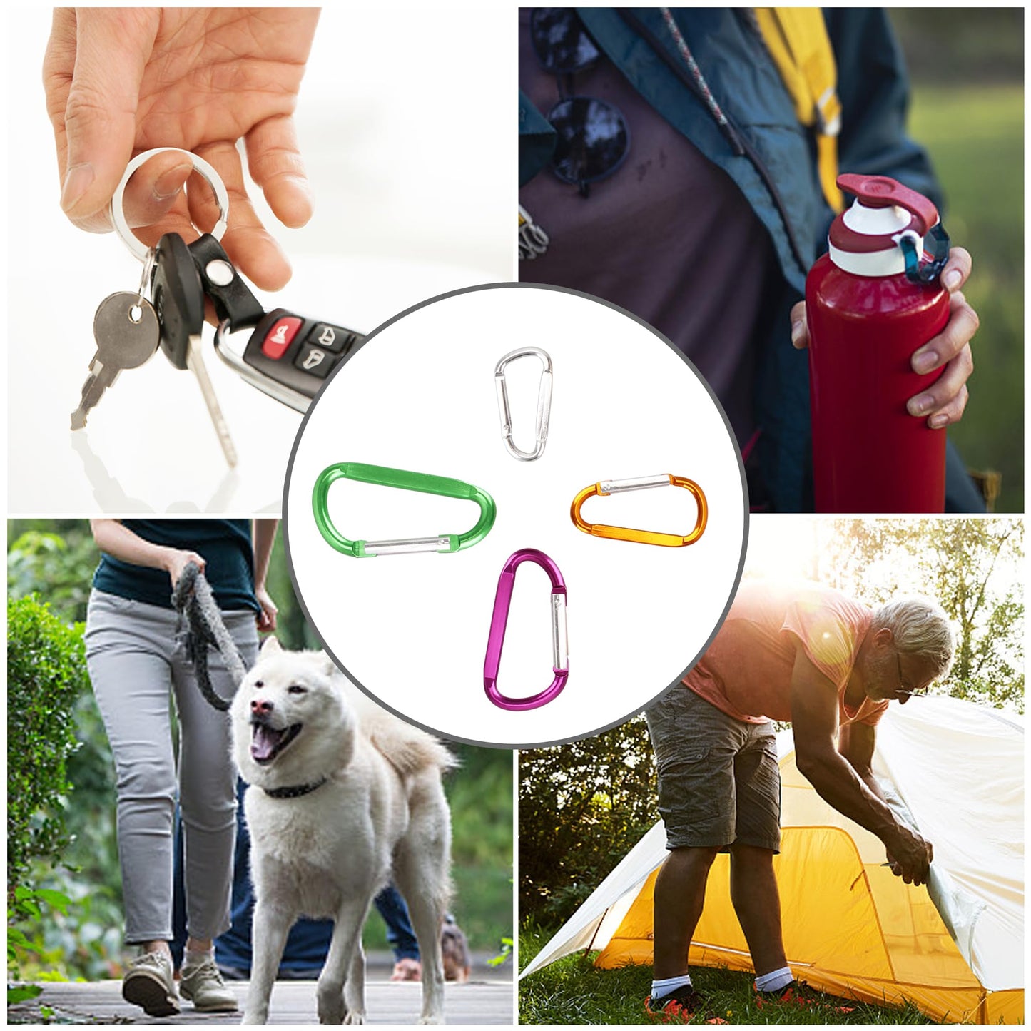 SWATOM Aluminum D-Shape Carabiner Clip 1.8/2.2/2.6/3 Inches Spring Snap Hook Keyring Carabiners for Camping Traveling Hiking Keychains Outdoor Accessories (10P/20P) (1.8 inch 10P)