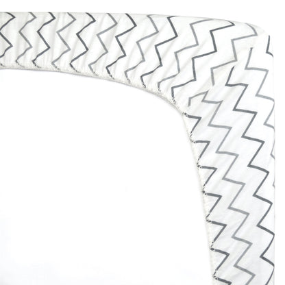 TL Care 2 Pack 100% Natural Cotton Fitted Pack and Play Sheets 39" x 27" - Soft & Breathable Pack N Play Sheets for Playard & Mini Crib Mattress, Gray Star/Gray Zigzag, for Boys & Girls