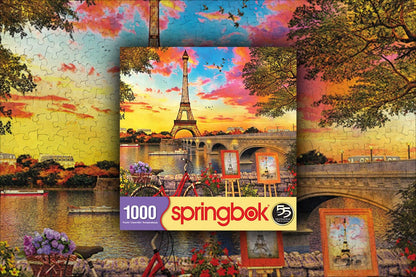Springbok Puzzles - Paris Sunset - 1000 Piece Jigsaw Puzzle - Large 30 Inches by 24 Inches Puzzle - Made in USA - Unique Cut Interlocking Pieces