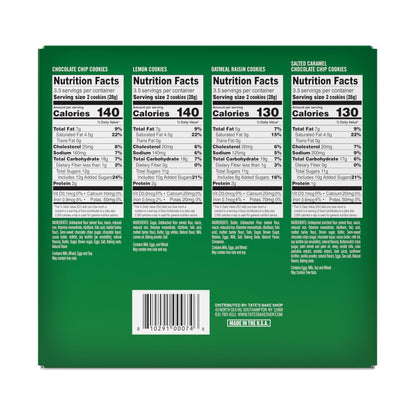 Tate's Bake Shop Cookies Gift Box, Chocolate Chip, Oatmeal Raisin, Salted Caramel and Lemon Cookies, 14 oz