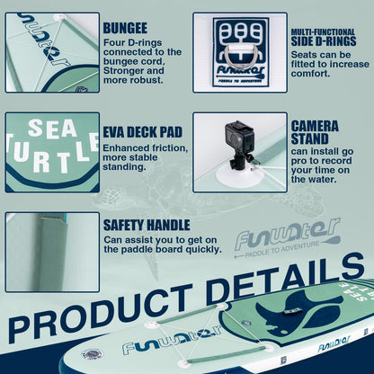 FunWater Inflatable Stand Up Paddle Board Ultra-Light Inflatable SUP Board Paddle Blow up Paddle Boards for Adults with SUP Advanced Accessories, Double-Ended Paddle, Seat, Pump, Backpack, Leash