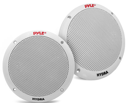 Pyle 6.5 Inch Dual Marine Speakers - 2 Way Waterproof and Weather Resistant Outdoor Stereo Sound System with 400 Watt Power, Polypropylene Cone and Butyl Rubber Surround - 1 Pair - PLMR605W(White)