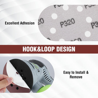 WORKPRO 150-piece Sanding Discs Set - 5-Inch 8-Hole Sandpaper 10 Grades Include 60, 80, 100, 120, 150,180, 240, 320, 400, 600 Grits for Random Orbital Sander(Not for Oscillating Tools or Mouse Sander)