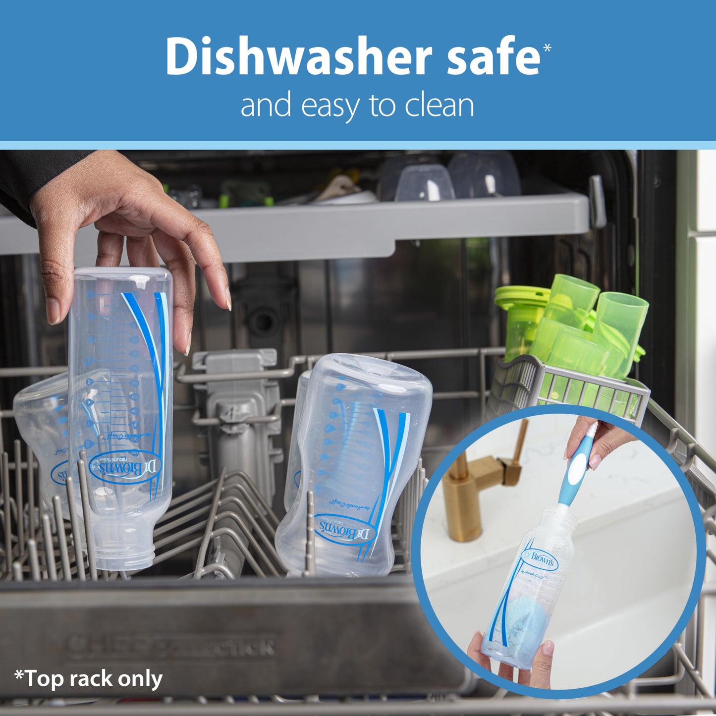 Dr. Brown's Natural Flow Anti-Colic Options+ Narrow Baby Bottle, 2 oz/60 mL, with Preemie Flow Nipple, 0m+, 4 Pack