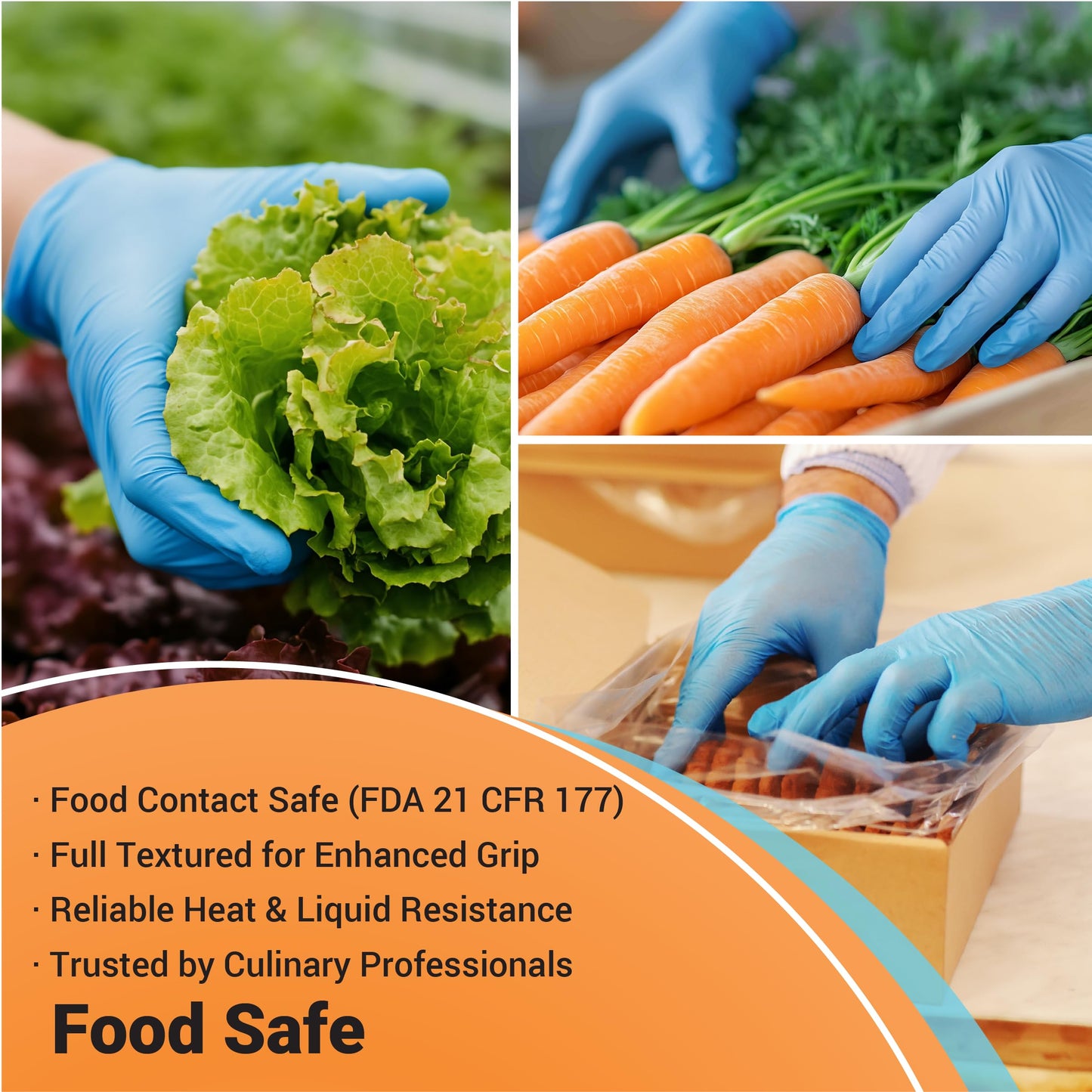 ASAP Blue Nitrile Gloves Disposable Latex Free - 4 Mil, Powder Free, Food Safe, Kitchen & Medical Gloves - Durable Rubber Cleaning & Tattoo Supplies (X-Large, 100 Count)