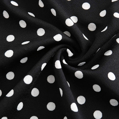 Sureple Wear to Work Dresses for Women Retro 50s Black Polka Dot Keyhole Cutout Pleated Summer Fit and Flare Swing Casual Dresses with Pockets (L, SP81-Black Dot)