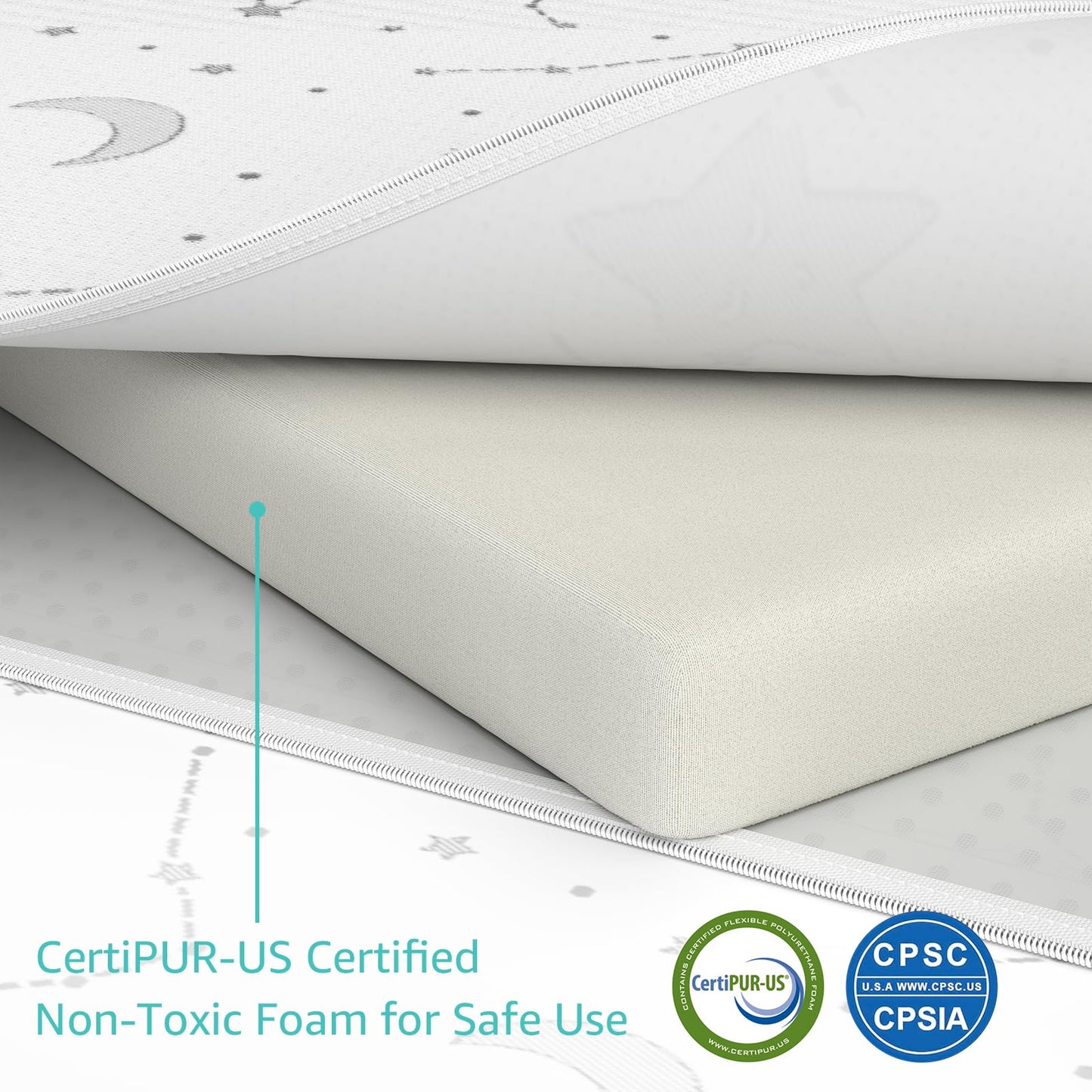 YENING Pack and Play Mattress Topper Baby Pack N Play Mattresses for Playpen and Playard with Washable Cover 38"x26"x1", 1 Pack Firm Foam