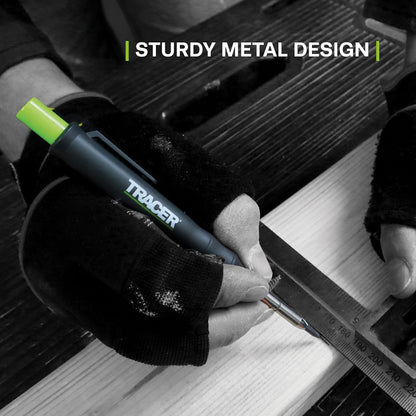 Tracer Mechanical Carpenter Pencils Set with Replacement Lead (6 Pack) - Construction Pencil with Site Holster - All In One Marking Kit for Carpenter Tools Contractor Pencils - AMK1