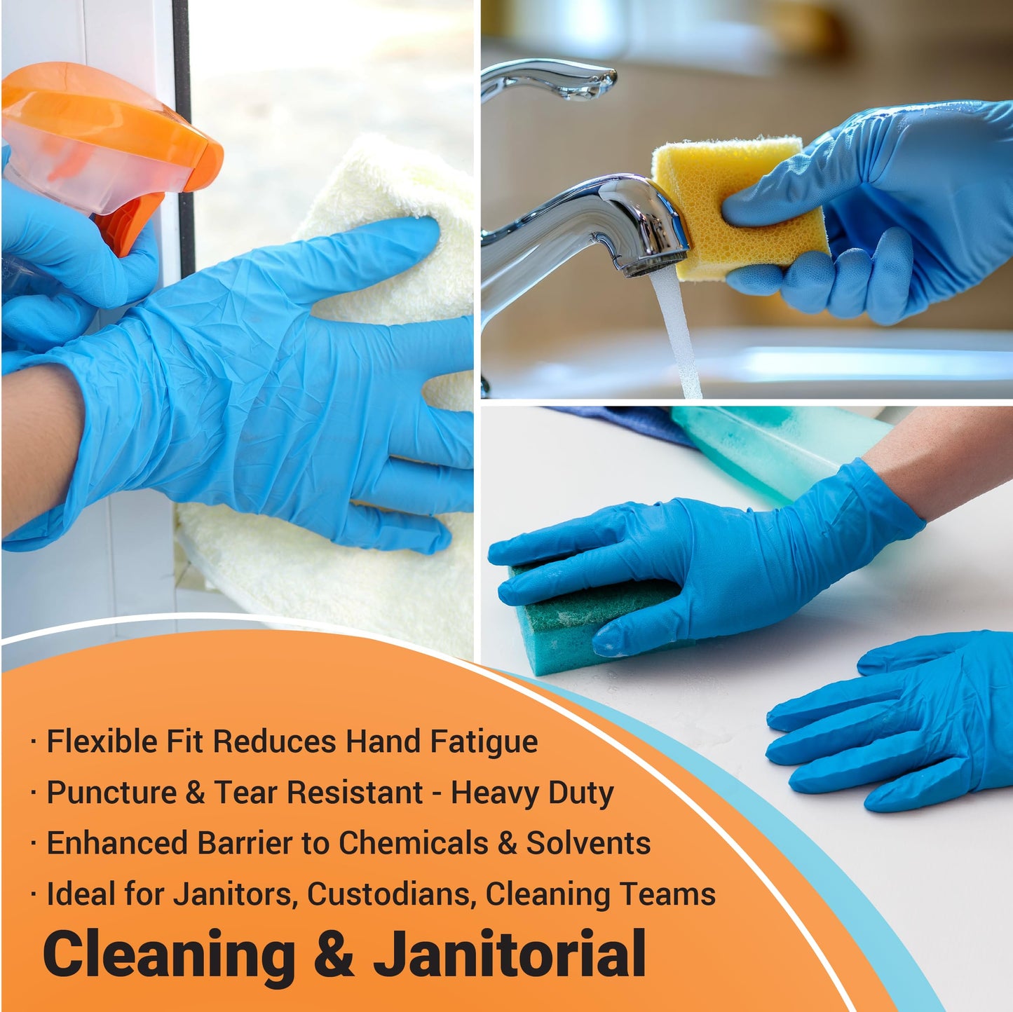 ASAP Blue Nitrile Gloves Disposable Latex Free - 4 Mil, Powder Free, Food Safe, Kitchen & Medical Gloves - Durable Rubber Cleaning & Tattoo Supplies (X-Large, 100 Count)