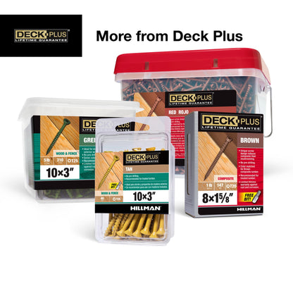 Deck Plus 3 Inch Epoxy Coated Exterior Wood and Fence Screws #10 x 3 Torx/Star Drive Included Coarse Thread, Outdoor Rust Resistant Decking Screw, Tan, 5 lb Box, 310 Pieces | 48419