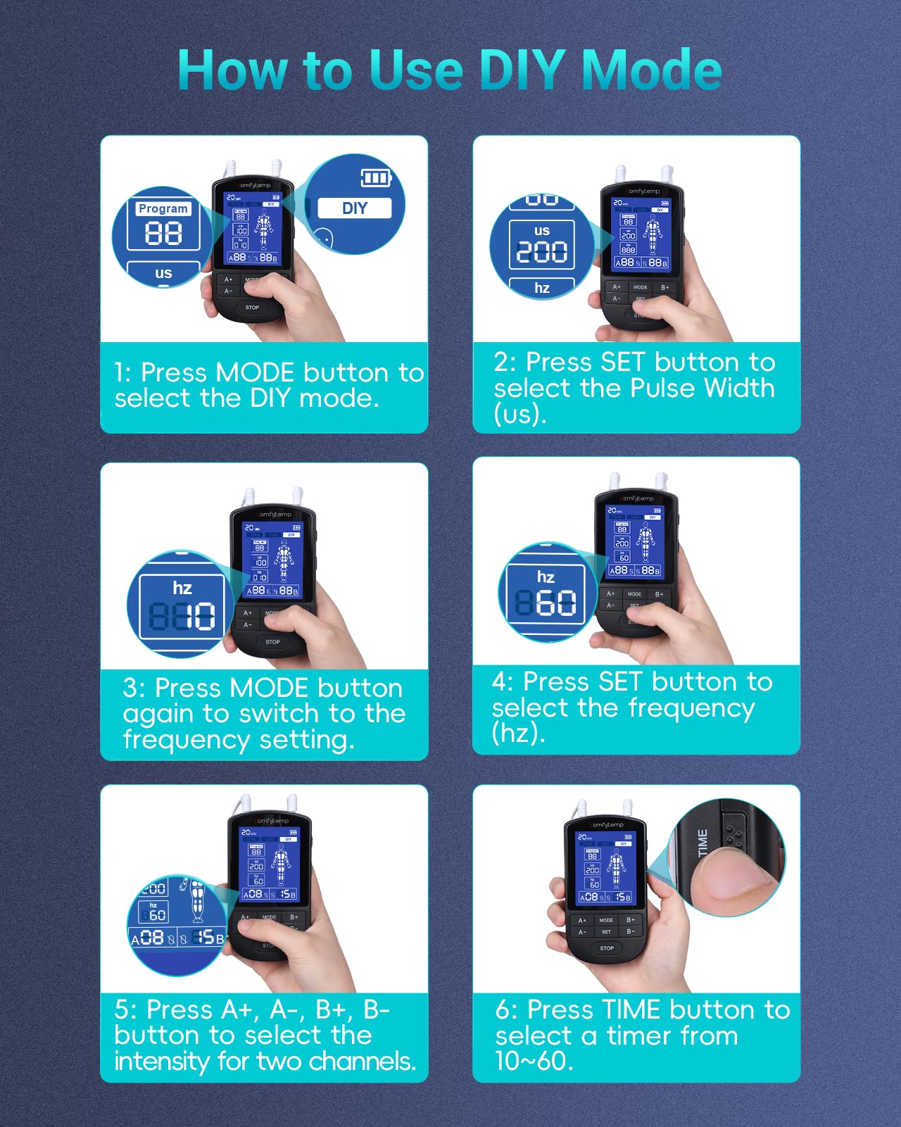 Comfytemp TENS Unit Muscle Stimulator for Pain Relief Therapy, FSA HSA Eligible TENS Machine with 24 Modes and DIY, Dual Channel EMS Unit, Pulse Muscle Massager for Back, Shoulder, Sciatica, Knee