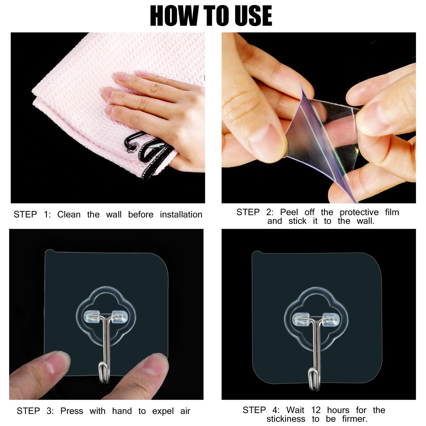 Adhesive Hooks, 32 Pack 33lb(Max) Sticky Hooks, Transparent Reusable Removable Adhesive Hooks for Hanging, Wall Hooks for Hanging Can be Use for Kitchen Bathroom Shower Outdoor Home Improvement