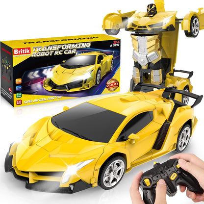 Britik Transform Remote Control Car Toy for Kids 4 5 6 7 8, Remote Control Car for Boys 4-7, Transform Cars for Boys 4-6, Toy Car 5 Year Old Boy, Toys for 3 4 5 6 7 8 9 10 11 12 Years Old Boy
