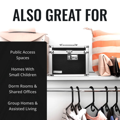 Vaultz Secure Security Lock Boxes - Safe Combination Lock Box, Storage for Documents, Valuables, Medicine & Money - 9.88 x 7.75 x 7 Inch - Black/Chrome