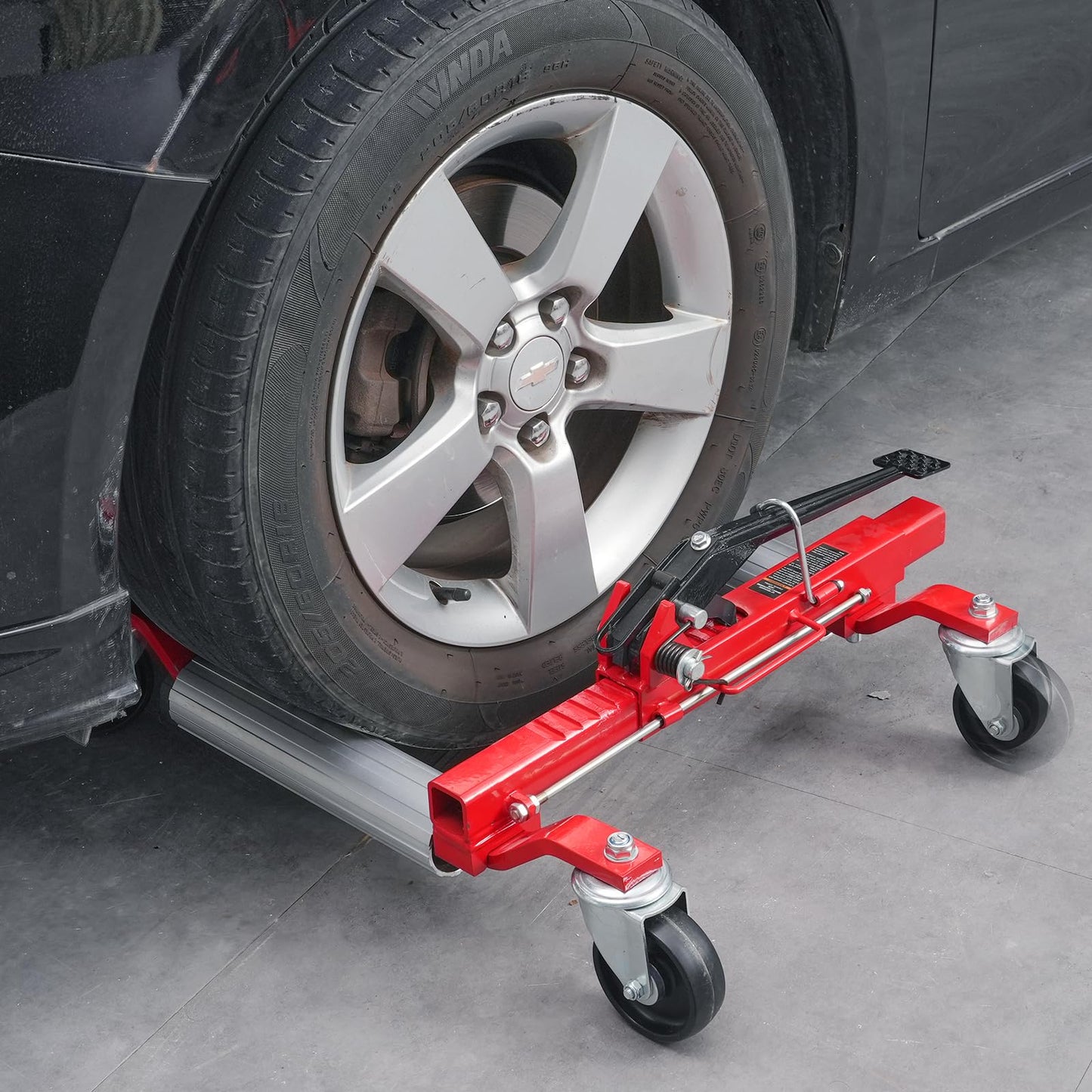 VEVOR Wheel Dolly, 1 Piece Wheel Dolly Car Skate, Heavy Duty Vehicle Positioning with Ratcheting Foot Pedal, Ratchet Type Tire Skate Tire Jack for Car Truck RV Trailer, 1500 LBS