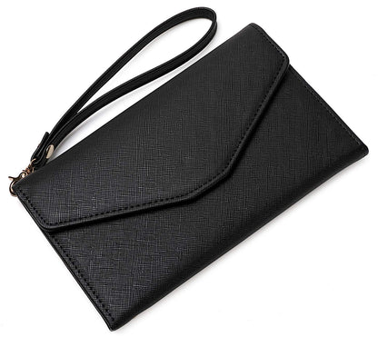 ZOPPEN Passport Holder Travel Wallet (Ver.5) for Women Rfid Blocking Multi-purpose Passport Cover Document Organizer Strap, Black