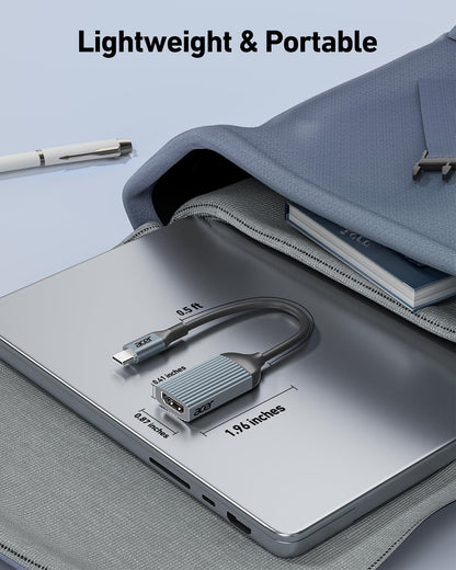 acer USB-C to HDMI Adapter 4K@60Hz, (High Speed, Thunderbolt 3/4) Type C to HDMI Converter Compatible with MacBook Pro/Air, iPhone 16 15 Pro/Max, iPad Pro/Air, Surface, Dell XPS, Chromebook and More