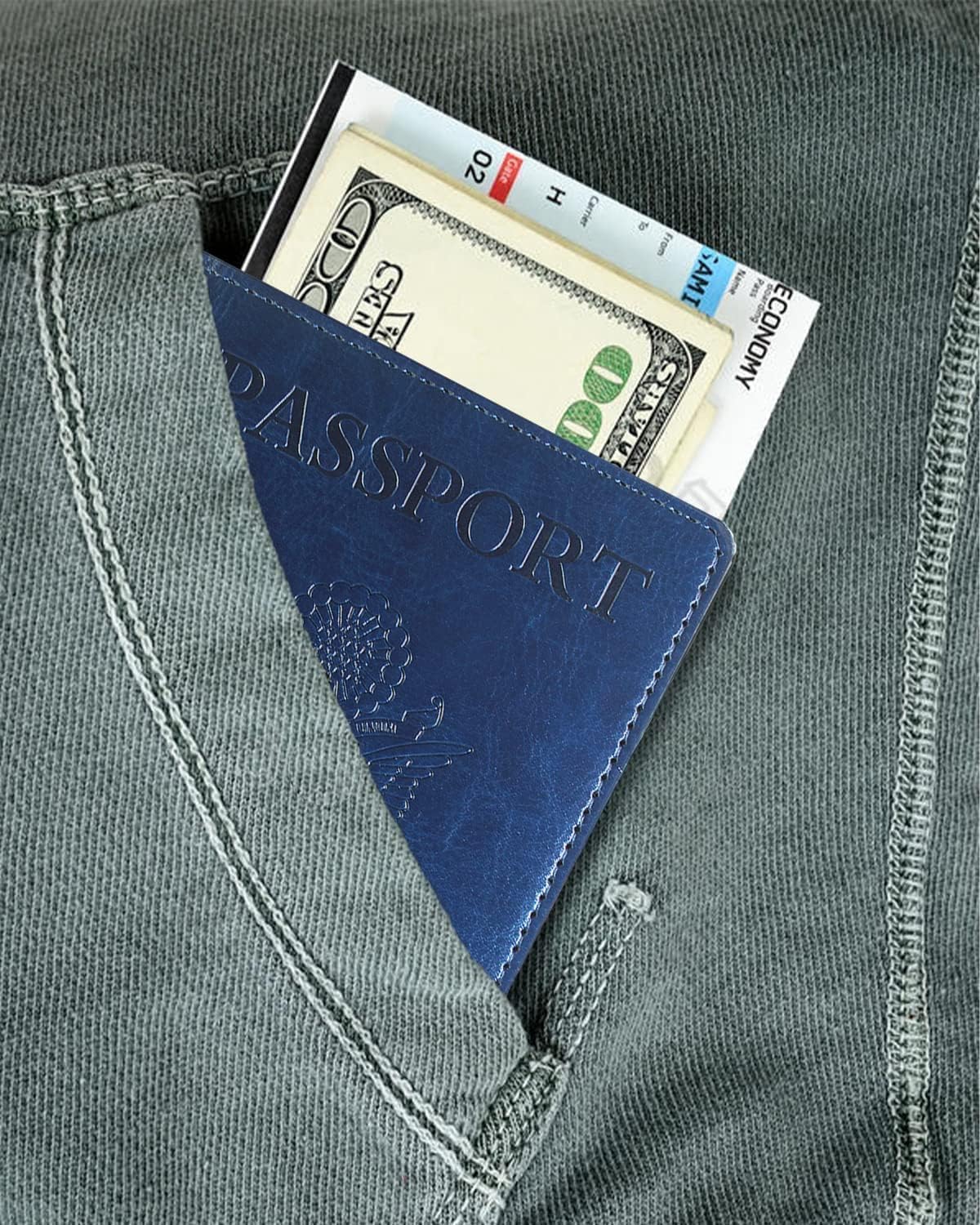 Sizobi Passport Holder for Travel Men, RFID Blocking Passport Covers Case Wallet Card Slot, International Travel Must Haves Travel Accessories for Women, Cruise Ship Essentials Travel Gifts, Navy Blue