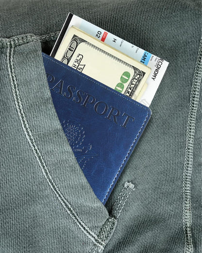 Sizobi Passport Holder for Travel Men, RFID Blocking Passport Covers Case Wallet Card Slot, International Travel Must Haves Travel Accessories for Women, Cruise Ship Essentials Travel Gifts, Navy Blue