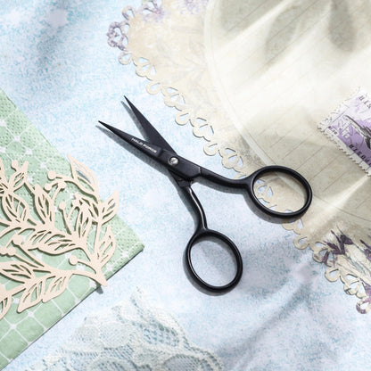 Small Embroidery Scissors: Small Sharp Scissors, Little Straight Stainless Steel Pointed Tip Precision Cutting Details Thread Yarn for Quilting Knitting Cross Stitch, 3.5 Inch Black