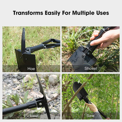 VIVOSUN Folding Camping Shovel, 18'' Survival Shovel, Portable Small Shovel with High Carbon Steel, Tactical Entrenching Tool for Hiking, Digging, Backpacking, Gardening, Off Road, Beach