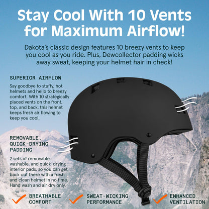 Retrospec Dakota Bicycle / Skateboard Helmet for Adults - Commuter, Bike, Skate, Scooter, Longboard & Incline Skating - Highly Protective & Premium Ventilation- Large - Matte Black, 4271