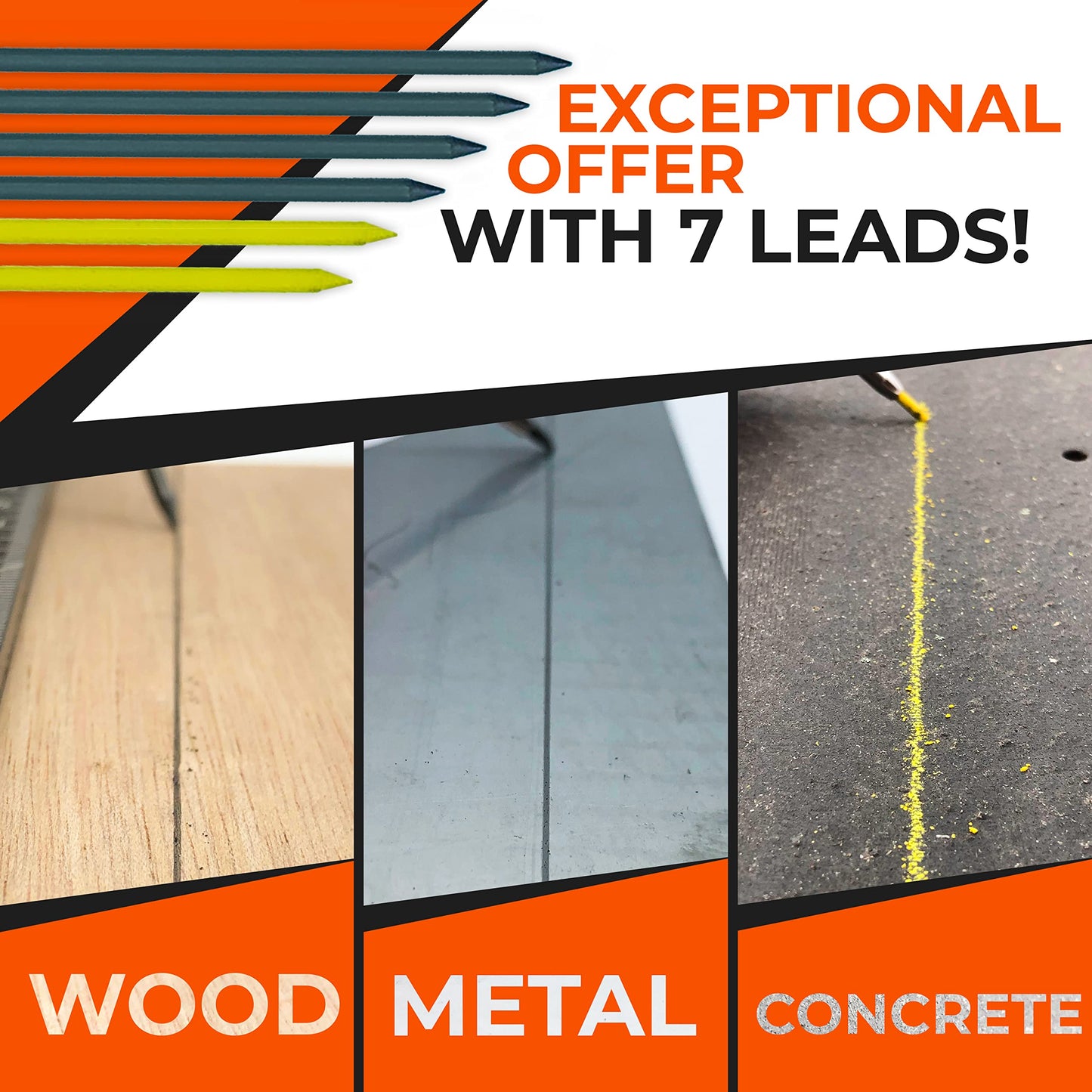 THORVALD New 2-in-1 Carpenter Pencils with Finger Grip for Carpenter (Incl. 7 Leads + Sharpener) Solid Mechanical Pencils with Fine Point/Best Marking tools Construction/Carpenters/Scriber