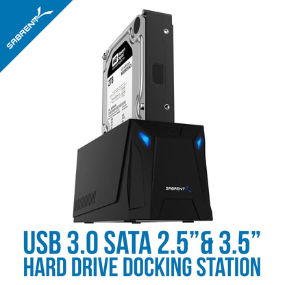 SABRENT USB 3.0 to SATA External Hard Drive Docking Station for 2.5" or 3.5"' HDD, SSD [Support UASP] (EC-UBLB)