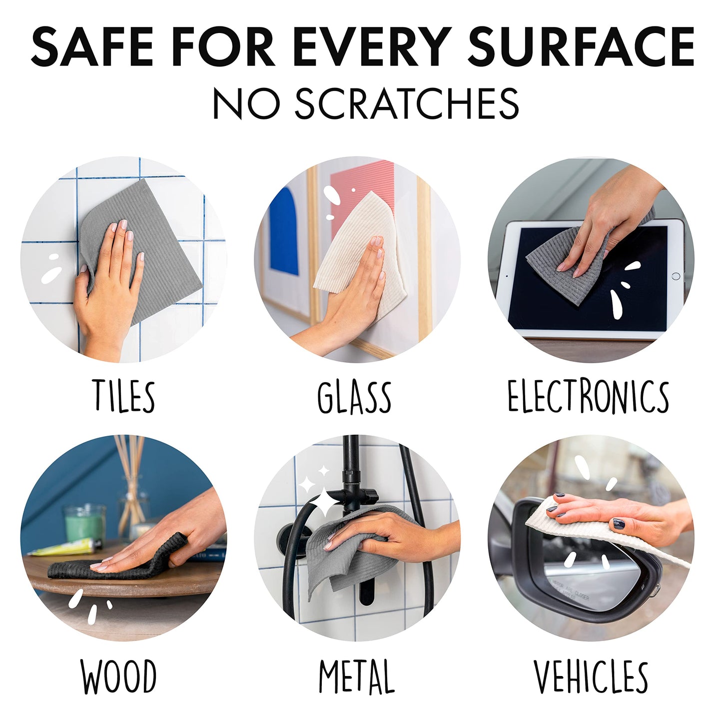 SUPERSCANDI 10 Pack Swedish Dishcloths for Kitchen - 100% Biodegradable & Compostable Reusable Paper Towels Washable, Food-Safe & Without Plastic - Dish Rags Suitable for Any Surface, Grey