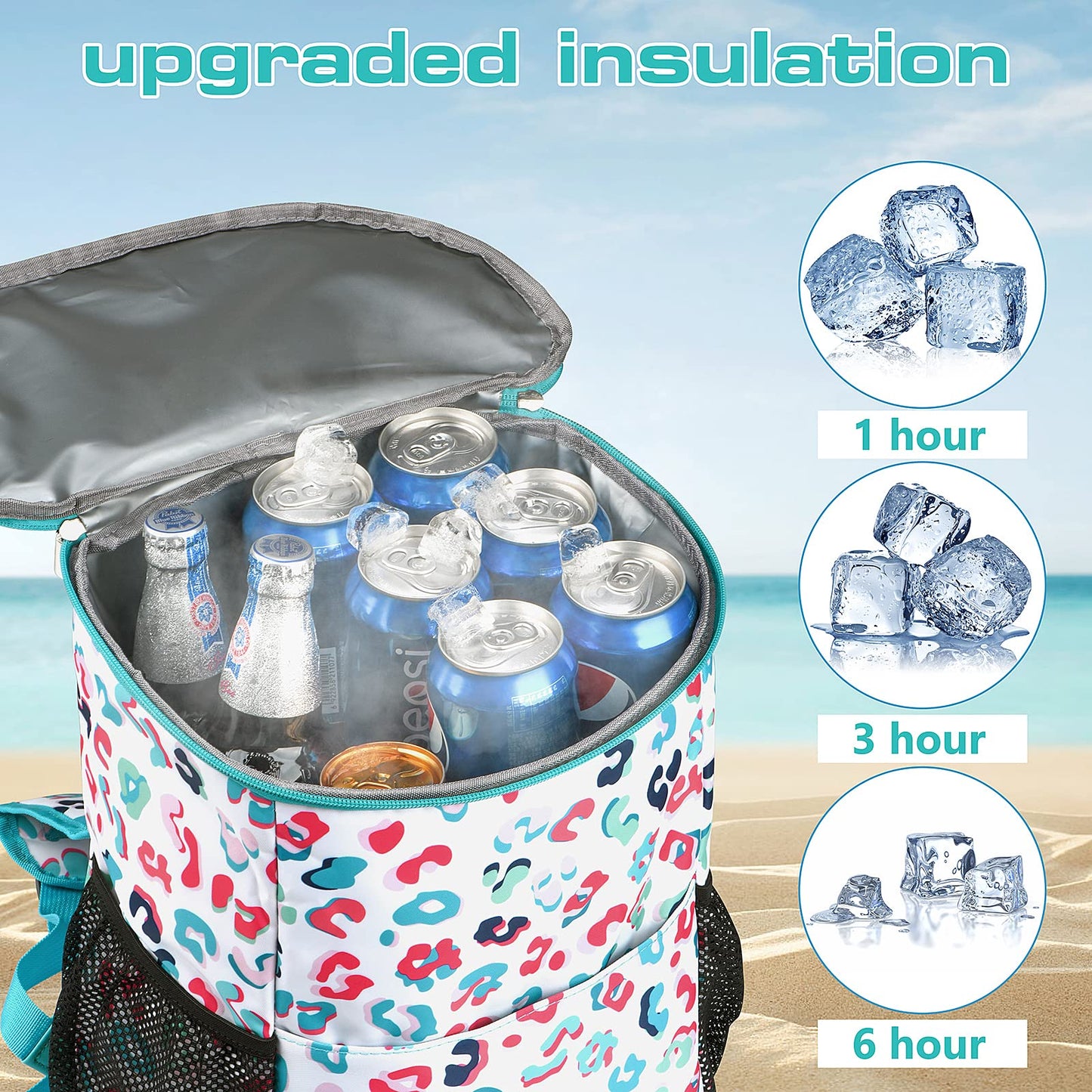 Wolka Cooler Backpack 30 Cans,Portable Backpack Coolers Insulated Leak Proof,Waterproof Soft Sided Cooler Bag for Travel,Beach,Camping,Picnic,Lunch Backpack for Women (Water Elf)