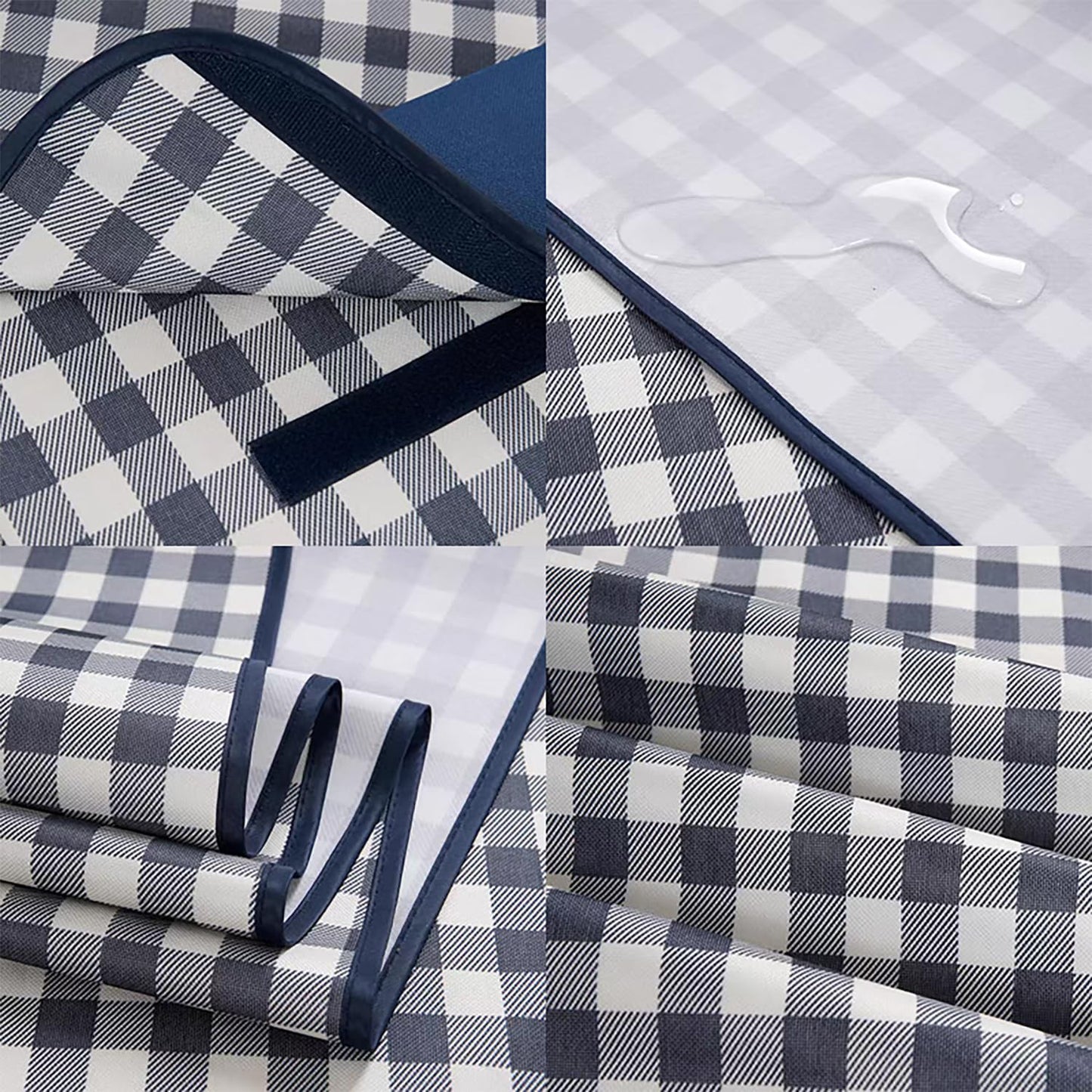 Wind Tour Family Outdoor Waterproof Durable Picnic Blankets with Carry Strap Foldable Sandproof Picnic Floor Mat for Kids Playground Camping Hiking Grass Travelling (1, Grey Grid)