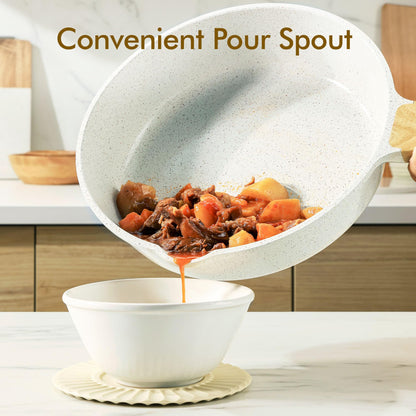 SENSARTE Nonstick Ceramic Cookware Set 13-Piece, Healthy Pots and Pans Set, Non-toxic Kitchen Cooking Set with Stay-Cool Handles, Silicone Tools and Pot Protectors, PFAS and PFOA Free