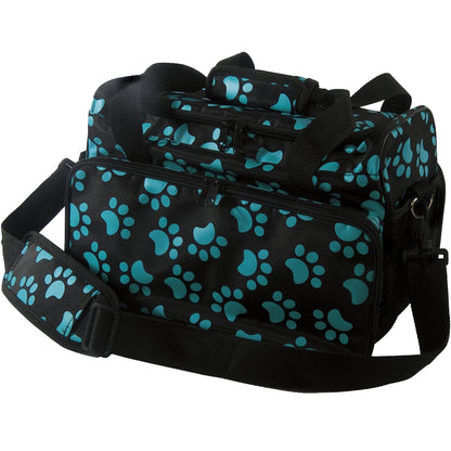 WAHL Professional Animal Travel Tote Bag with Zipper - Travel Bag - Storage Pack for Grooming Supplies - for Dog, Cat & Pet Groomers - 28.8 Inches, Turquoise Paw Print Design (#97764-300)