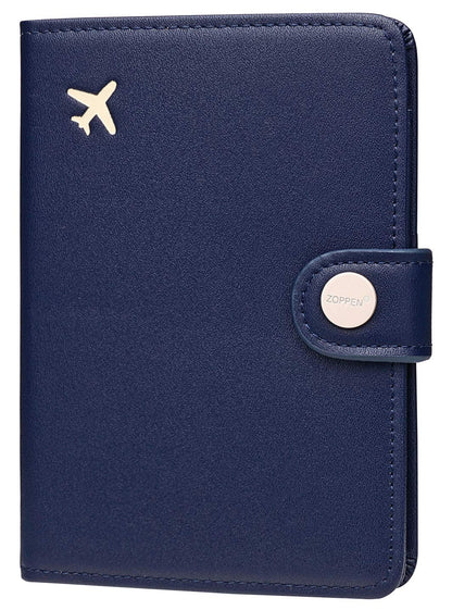 ZOPPEN Passport Holder Women Men, Passport Cover Travel Wallet Rfid Blocking Passport Wallet Cover Case Travel Essentials Document Organizer, Navy Blue