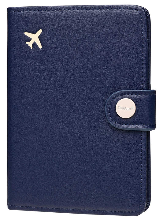 ZOPPEN Passport Holder Women Men, Passport Cover Travel Wallet Rfid Blocking Passport Wallet Cover Case Travel Essentials Document Organizer, Navy Blue
