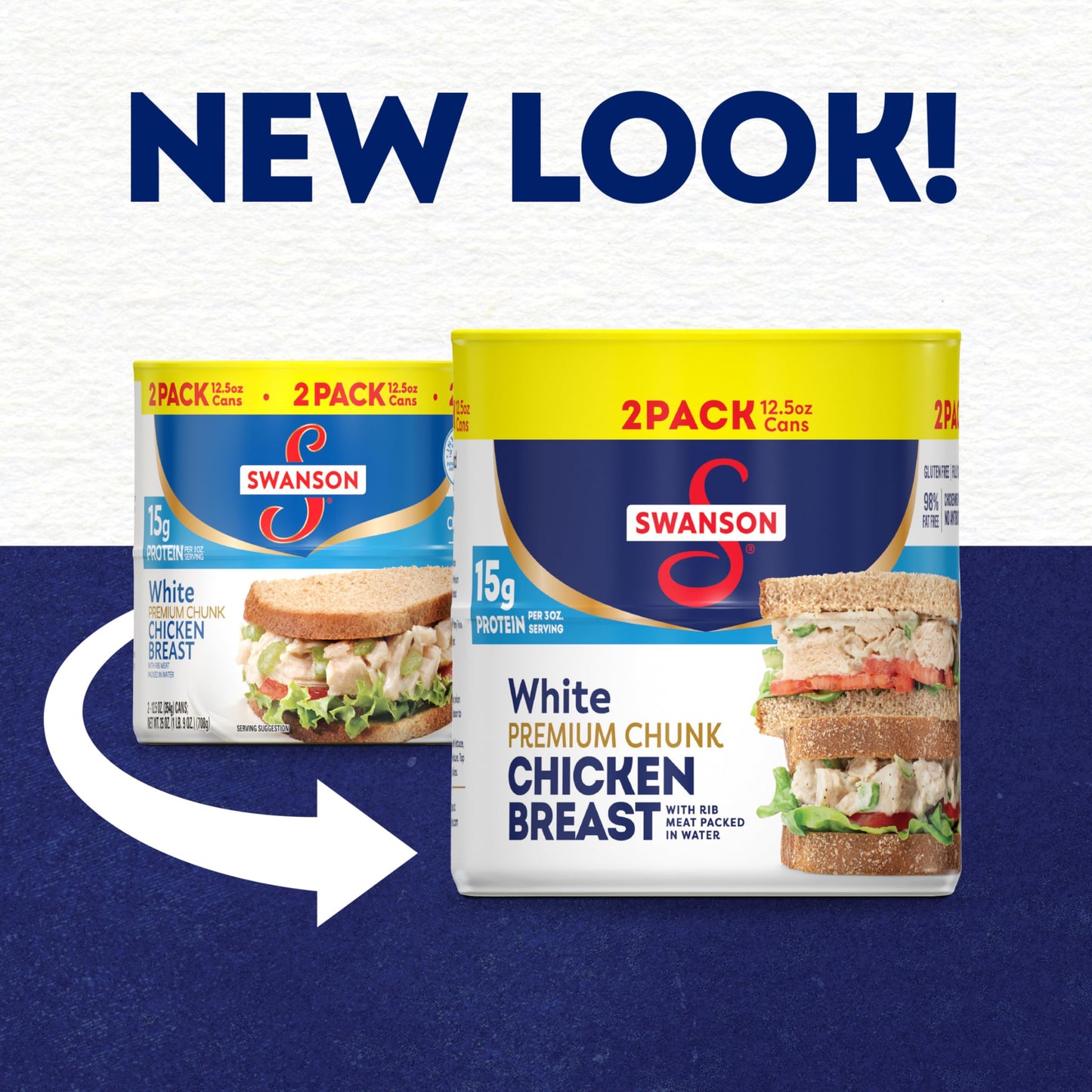 Swanson White Premium Chunk Chicken Breast with Rib Meat in Water, 12.5 oz. (Pack of 2)