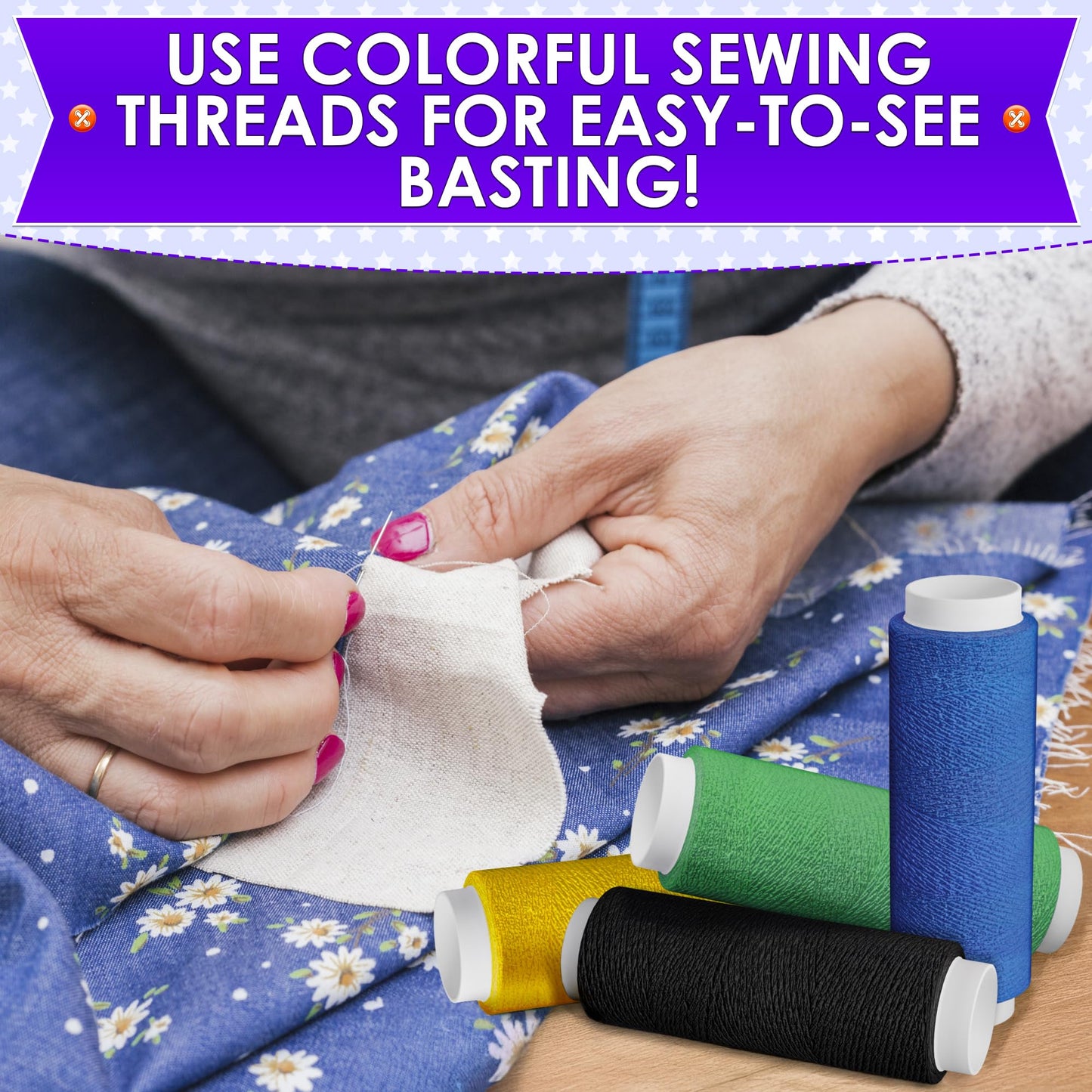 Sewing Machine Thread Set - 39 Colors Polyester Thread for Sewing Machine & Hand Embroidery, 140 Yards Per Spool, Bright Colors That Won't Fade - Ensures Smooth Stitching with Most Fabrics