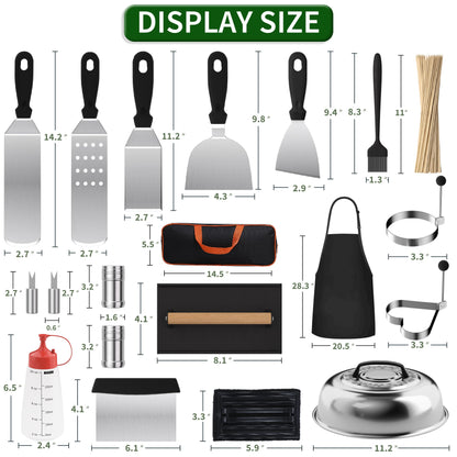 120 Pcs Griddle Accessories Kit for Blackstone - Perfect Flat Top Grill Accessories for Outdoor, Professional Round Melting Dome with Cast Iron Smash Burger Press for Barbecue.