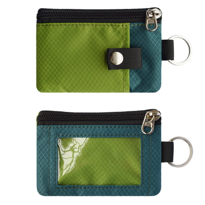 CHENSPRX Minimalist RFID Blocking Small Wallet with ID Window,WaterResistant Zip Id Case Wallet with Lanyard Keychain for Cards,Cash,Travel,Women,Men (GreenOnion+DarkGreen)