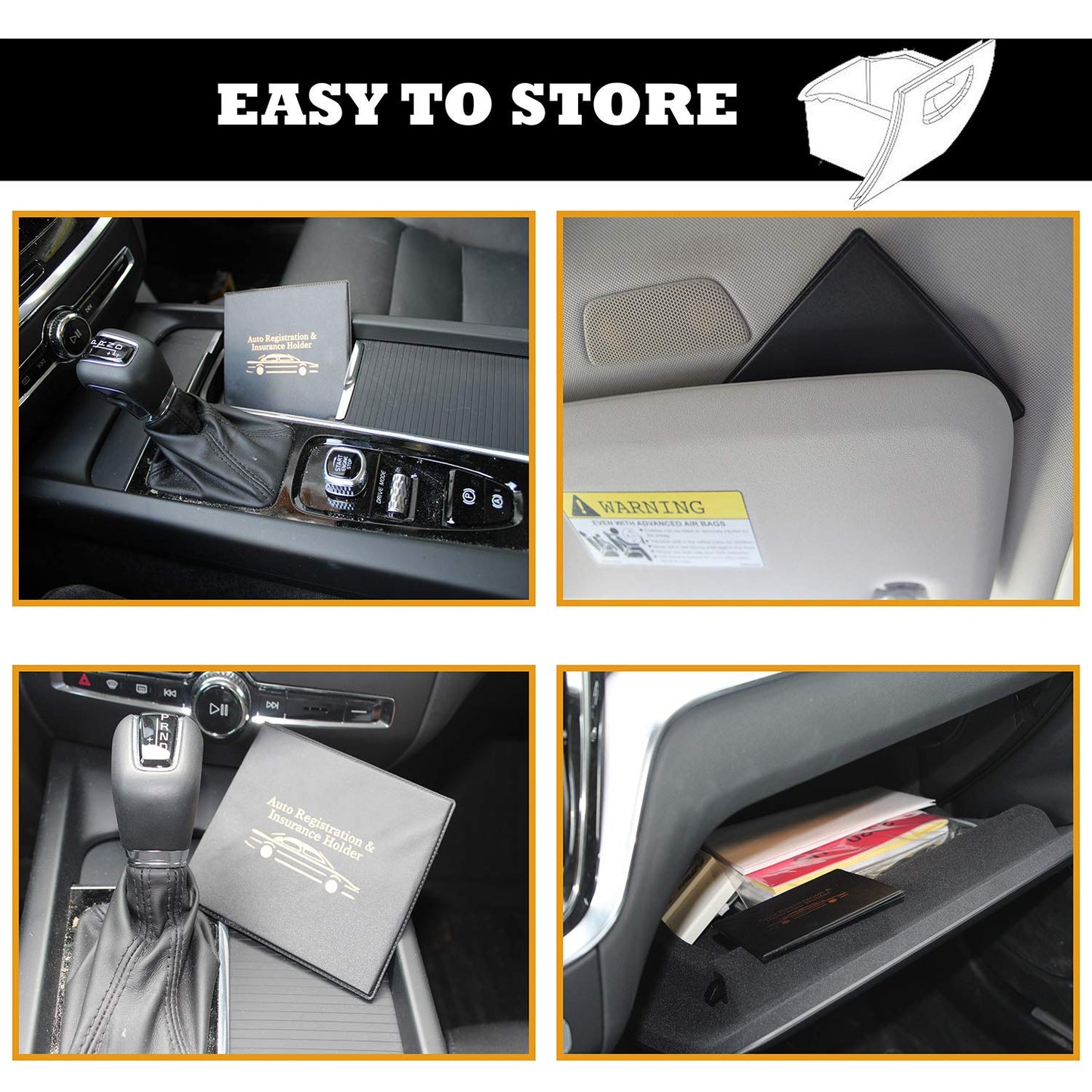 W4W, Auto Registration Insurance & ID Card Holder - 4 PACK - Perfect for any Car, Truck, Motorcycle, Trailer or Boat - Strong Velcro Closure, Men & Women