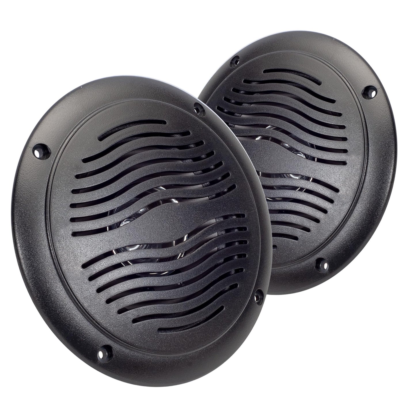5-inch Water Resistant Outdoor Speakers, Dual Cone, 25W Peak Power, Marine and RV Compatible (Black)