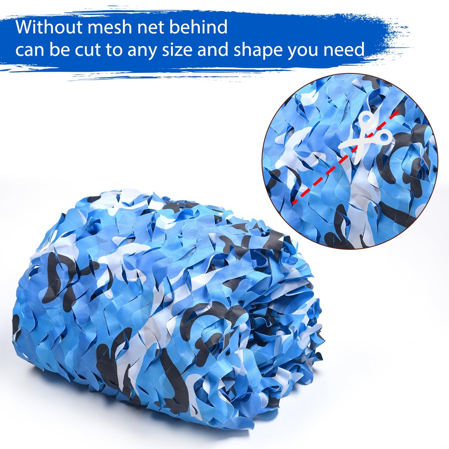 Yeacool Sheerness Camo Netting for Hunting Blind Outdoor Camouflage Netting Bulk Roll for Birthday Party Dinosaur Theme Decor Boat Cover Beach Event (Ocean Camo, 65.6ftx4.9ft, 20m*1.5m)