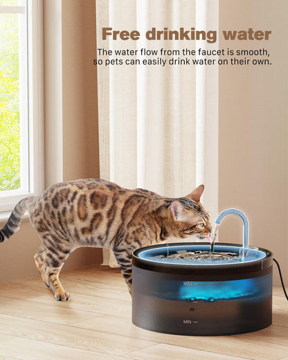 Cat Water Fountain: 108oz/3.2L Cat Fountain Super Silent Pet Drinking Dispenser - Water Fountains for Kitty Indoor - Quiet Pump and Faucet Design - Suitable for Cats and Dogs - BEMOONY