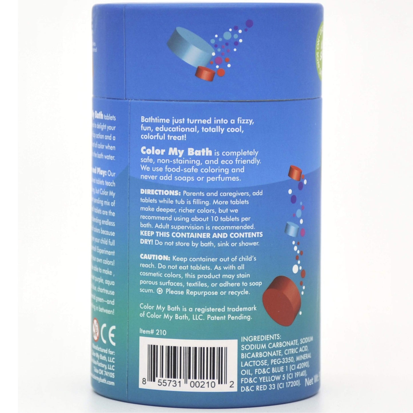 Color My Bath – Bath Color Tablets for Kids, 300 Count Jar – Color Changing, Non-Toxic, Non-Staining, Fragrance-Free – Mix Your Own Rainbow and Make Bathtime Fun & Educational - Made in USA (1-Pack)