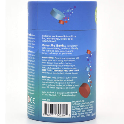 Color My Bath – Bath Color Tablets for Kids, 300 Count Jar – Color Changing, Non-Toxic, Non-Staining, Fragrance-Free – Mix Your Own Rainbow and Make Bathtime Fun & Educational - Made in USA (1-Pack)