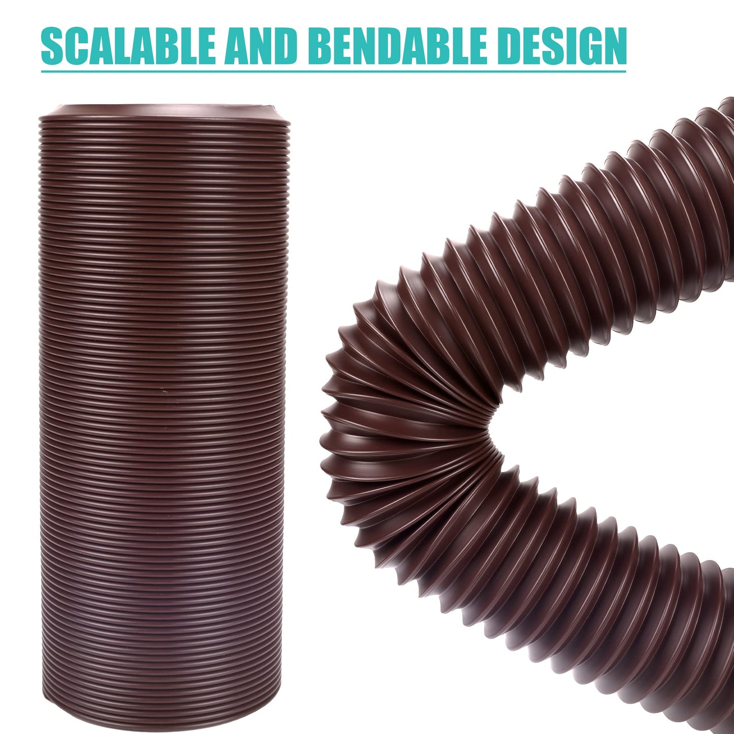 PXCAYFF 2 Pack Rain Gutter Downspout Extensions Flexible,Downspout Extender Diverter Extendable from 21" to 58". Drain Pipe Connector Extendable for Most Residential Downspouts (Brown)