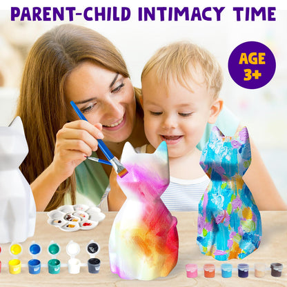 Goodyking Paint Your Own Cat Lamp Kit, DIY Cat Crafts Night Light, Painting Kit Arts & Crafts for Kids Ages 8-12, Art Supplies Birthday Party Holiday Gift for Teens Girls Boys Age 3 4 5 6 7 8